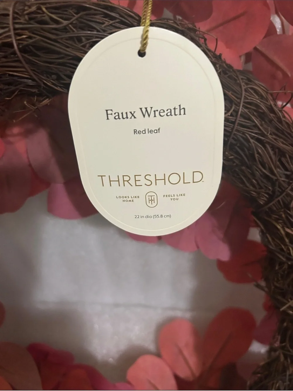 Threshold Red Eucalyptus-Style Holiday Wreath